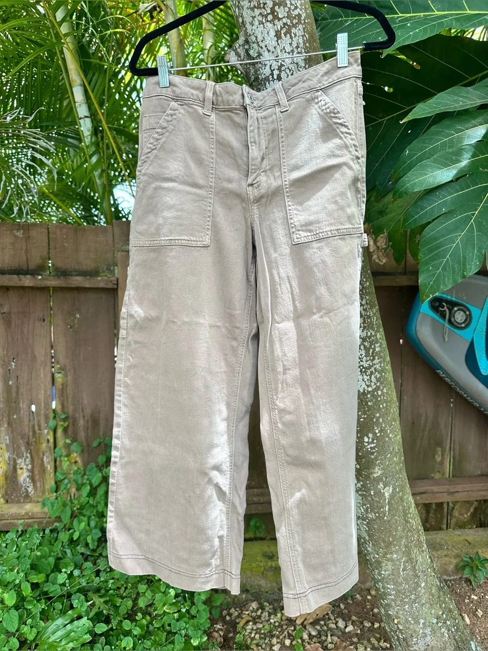 American Eagle Outfitters Wide-Leg Utility Pants in Light Taupe Size 6